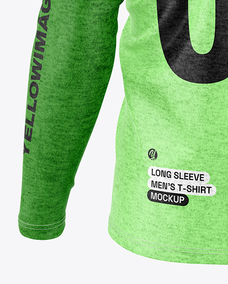 Men’s Heather Long Sleeve T-Shirt Mockup - Back View