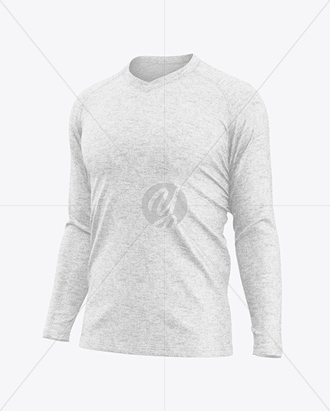 Men’s Heather Long Sleeve T-Shirt Mockup - Half Side View - Free ...