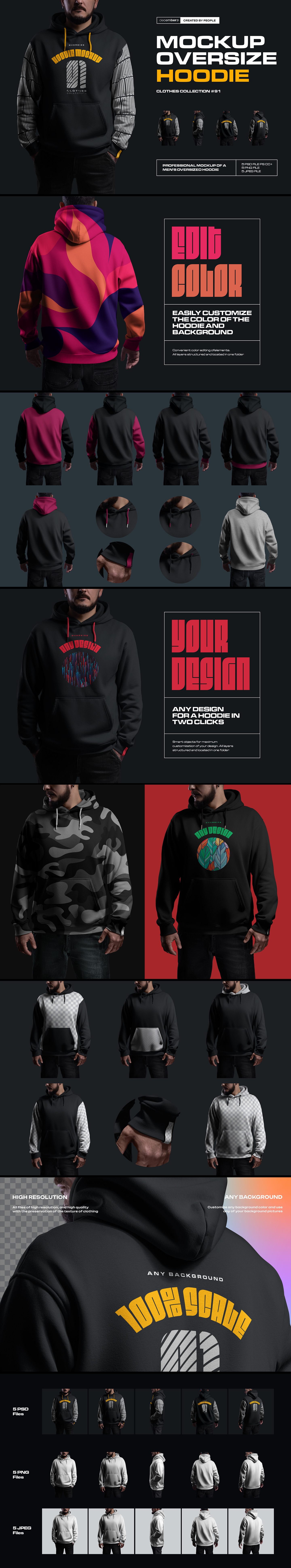 5 Mockups Oversize Hoodie