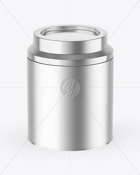 Matte Metallic Tea Tin Can Mockup