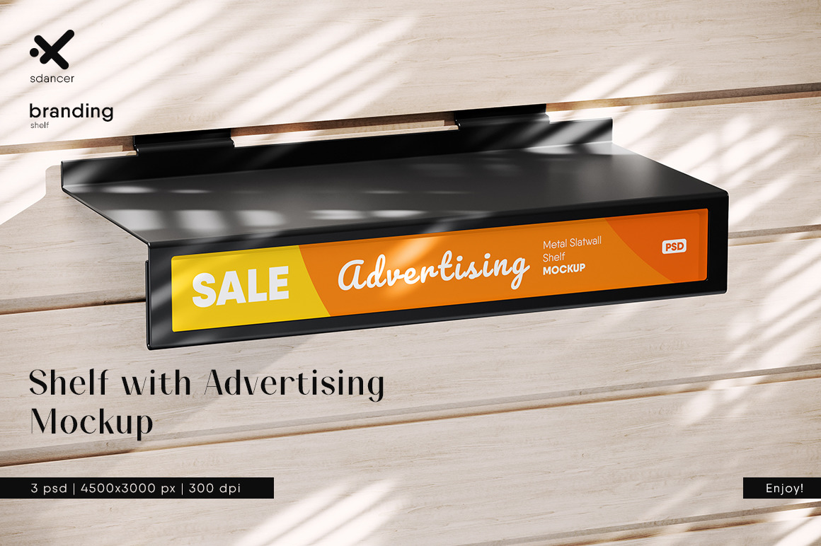 Store Shelf with Advertising Field Mockup