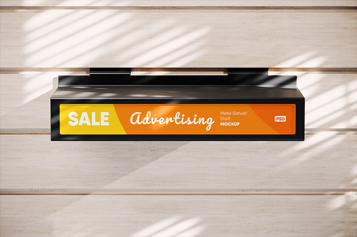 Store Shelf with Advertising Field Mockup