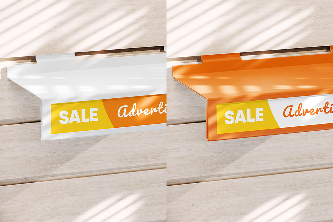 Store Shelf with Advertising Field Mockup