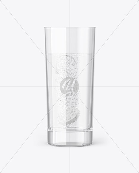 Water Glass with Effervescent Tablet Mockup