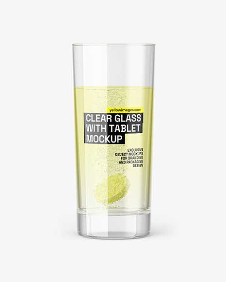 Water Glass with Effervescent Tablet Mockup