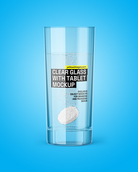 Water Glass with Effervescent Tablet Mockup