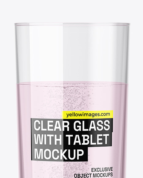 Water Glass with Effervescent Tablet Mockup