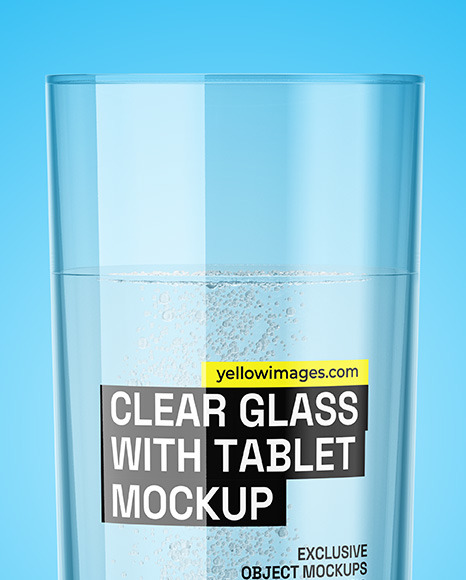 Water Glass with Effervescent Tablet Mockup