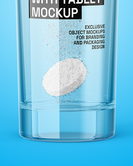 Water Glass with Effervescent Tablet Mockup