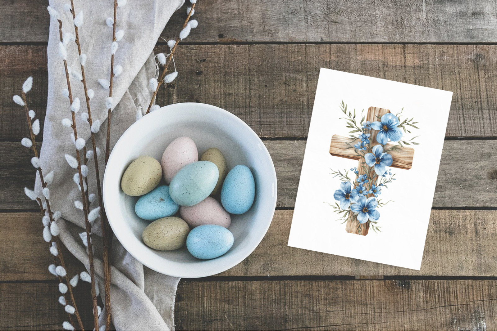 Blue Floral Crosses Watercolor Clipart