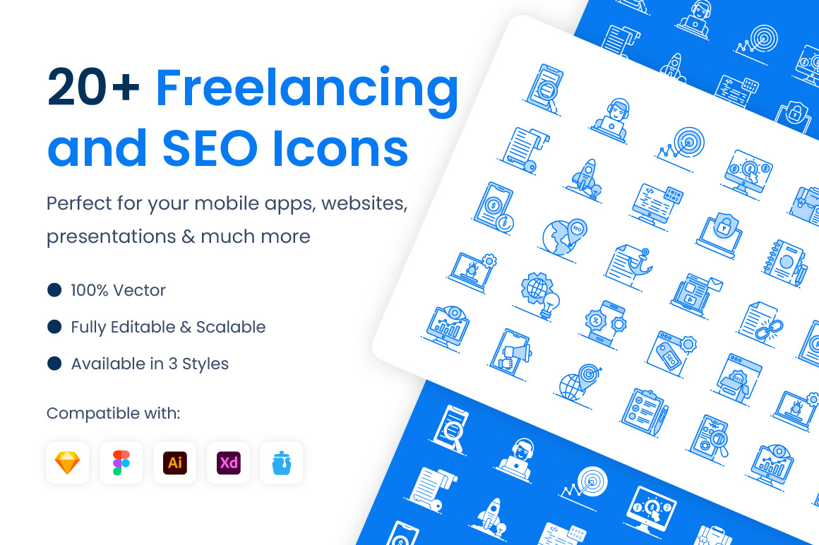 SEO and Freelancing Icons SEO and Freelancing Icons