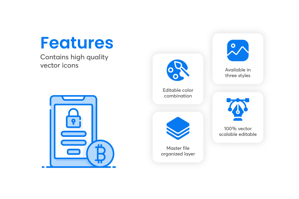 Bitcoin and Blockchain Icons Bitcoin and Blockchain Icons
