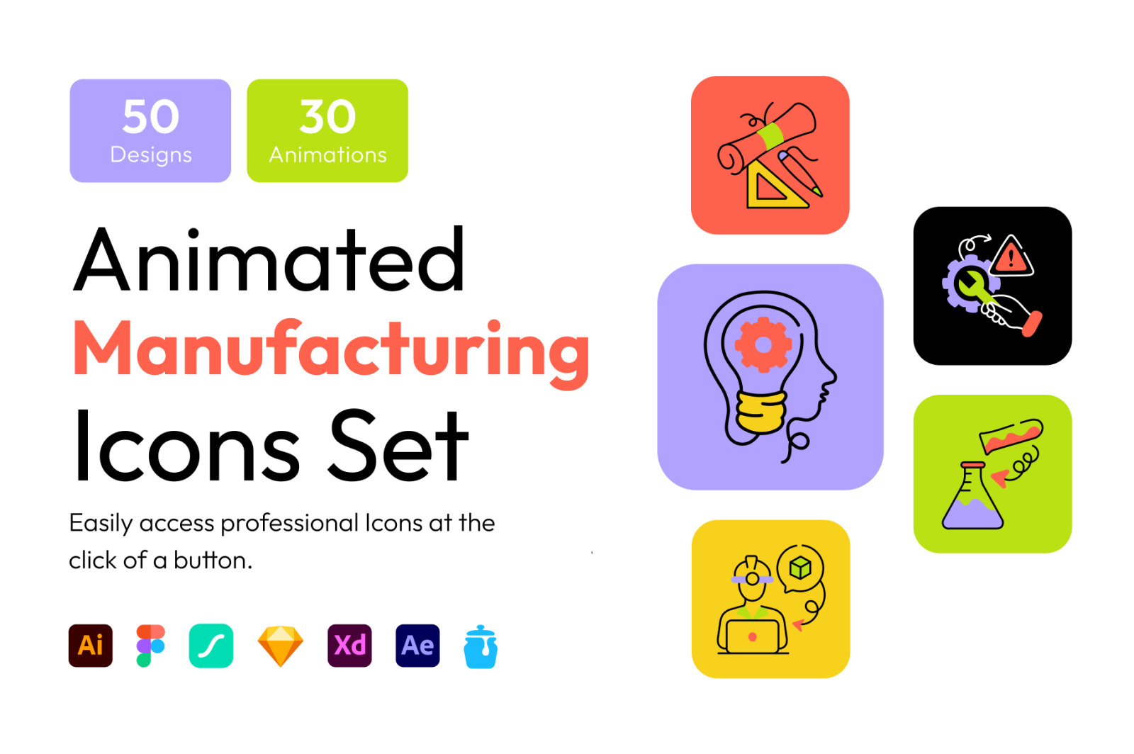 Animated Manufacturing Icons Animated Manufacturing Icons