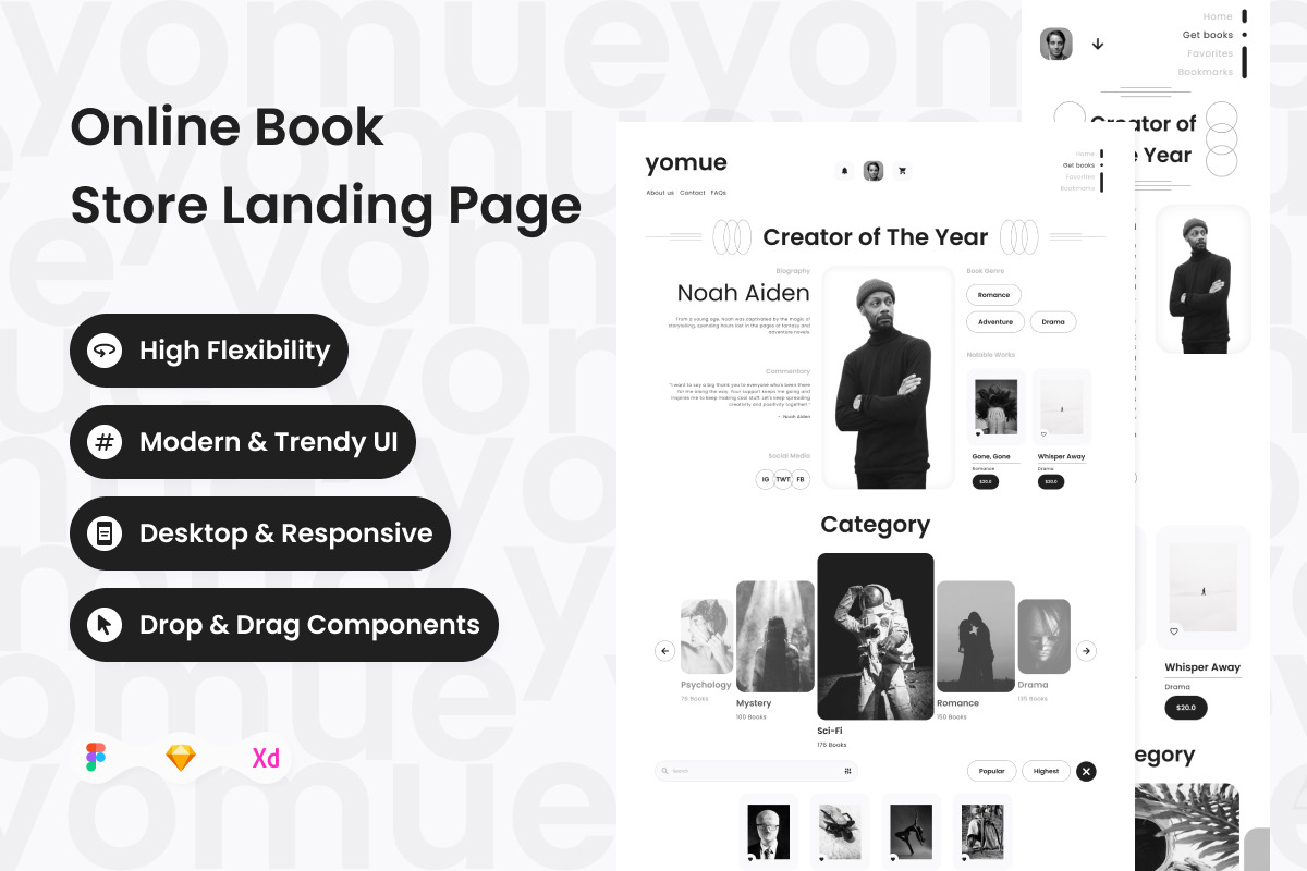 Yomue - Online Book Store Landing Page V2 Yomue - Online Book Store Landing Page V2