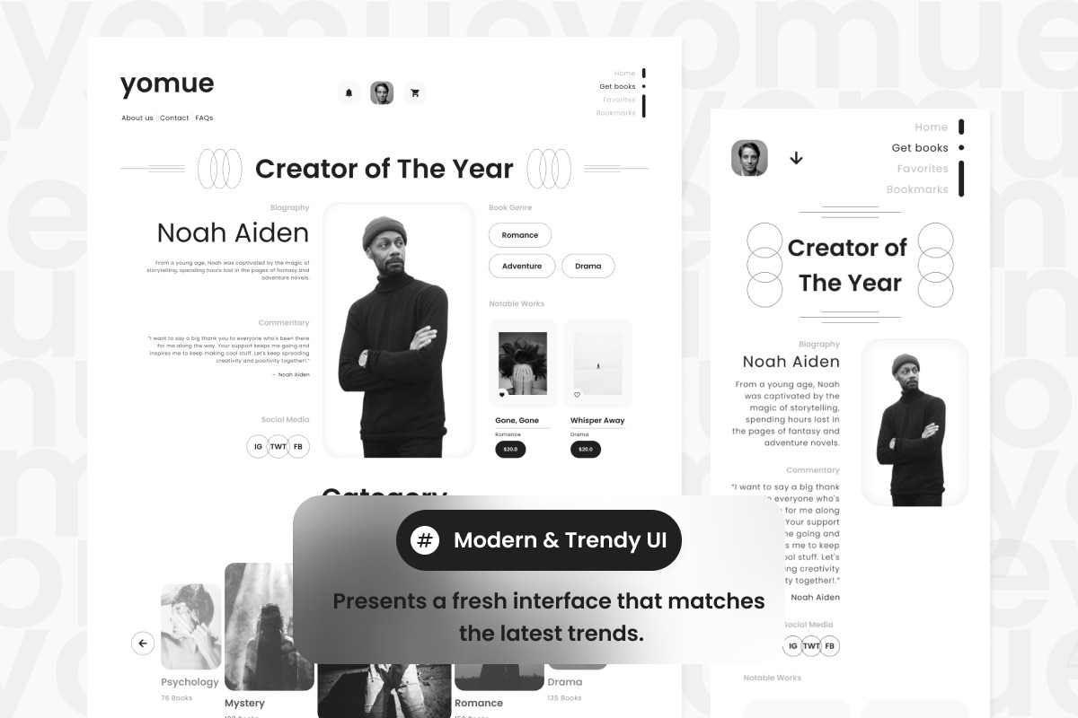 Yomue - Online Book Store Landing Page V2 Yomue - Online Book Store Landing Page V2