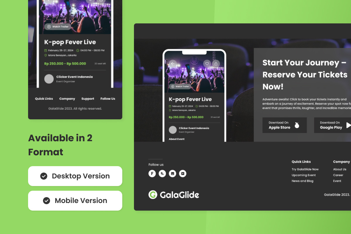 GalaGlide - Event Booking Landing Page V1