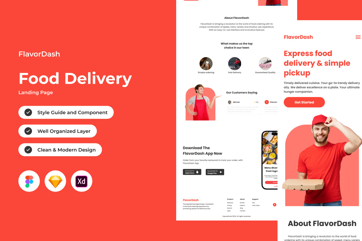 FlavorDash - Food Delivery Landing Page V1