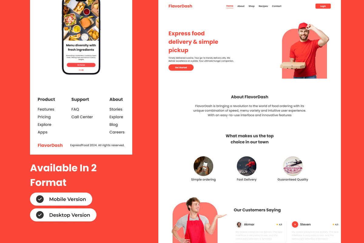 FlavorDash - Food Delivery Landing Page V1