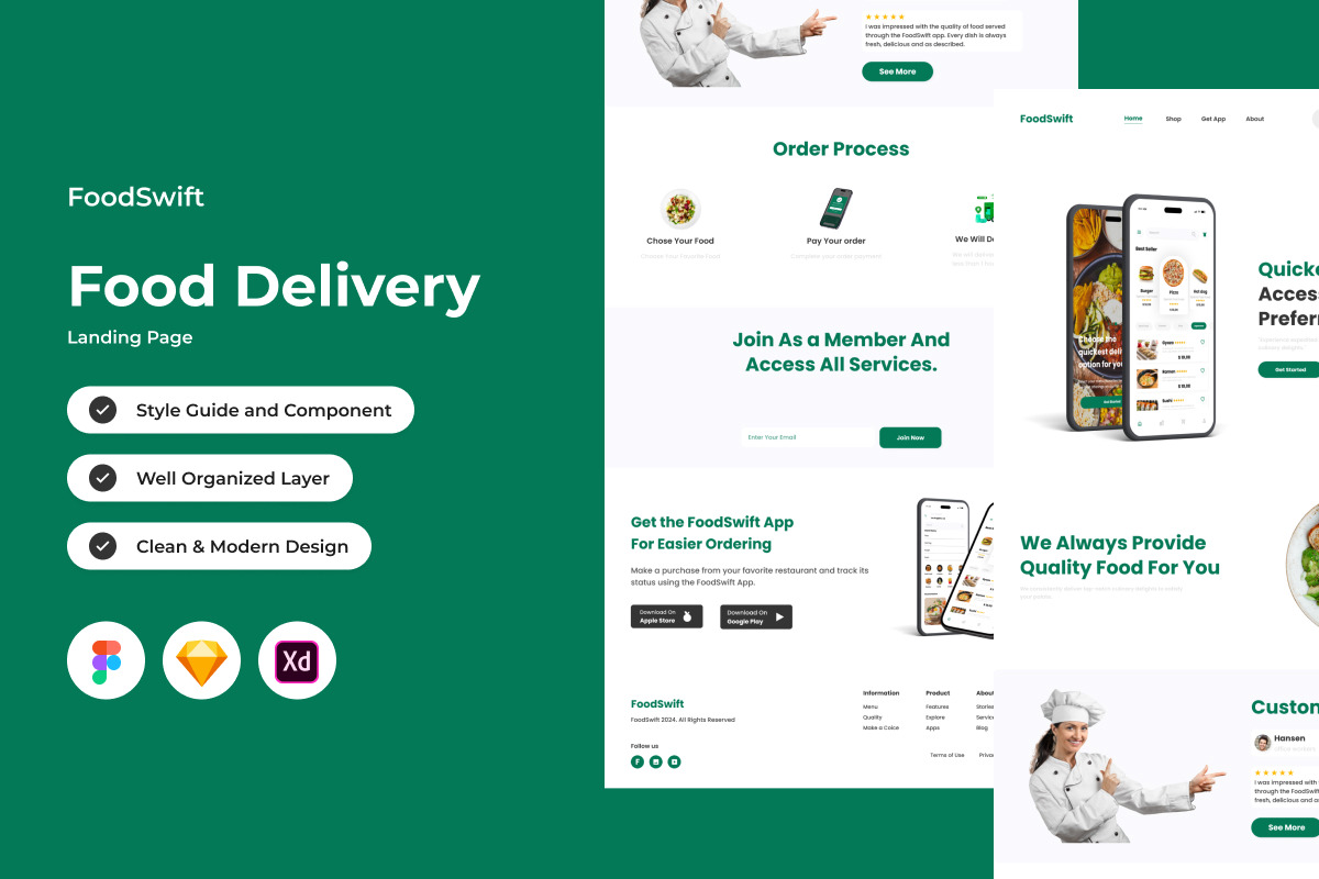 FoodSwift - Food Delivery Landing Page V1