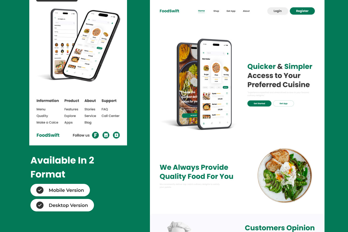 FoodSwift - Food Delivery Landing Page V1