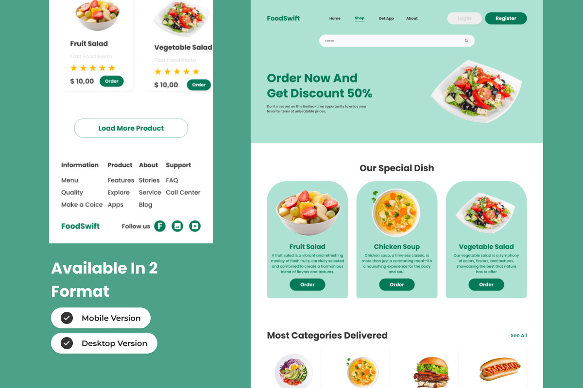 FoodSwift - Food Delivery Landing Page V2