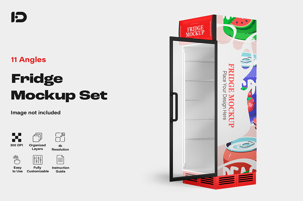 Glass Door Fridge Mockup Set Glass Door Fridge Mockup Set
