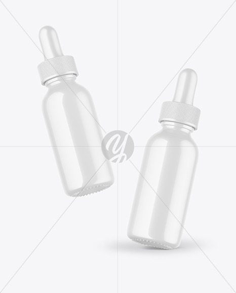 Two Glossy Dropper Bottles Mockup