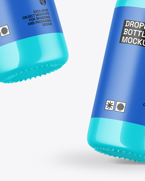 Two Glossy Dropper Bottles Mockup