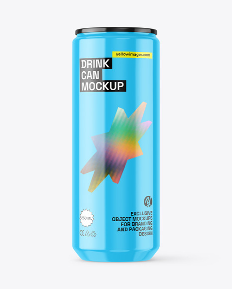 250ml Glossy Drink Can Mockup