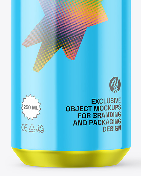 250ml Glossy Drink Can Mockup