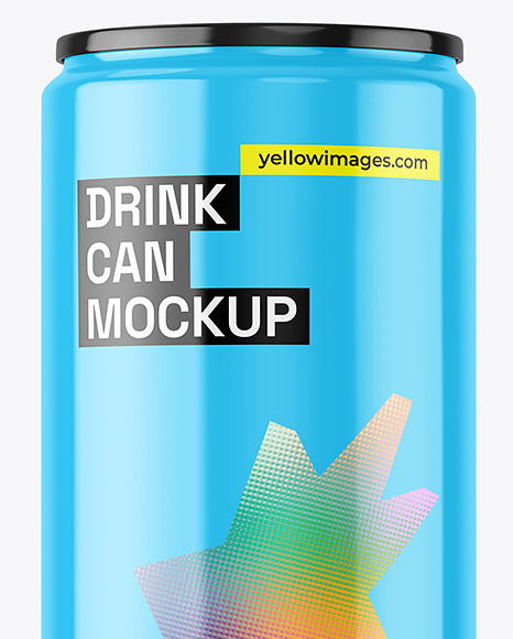 250ml Glossy Drink Can Mockup