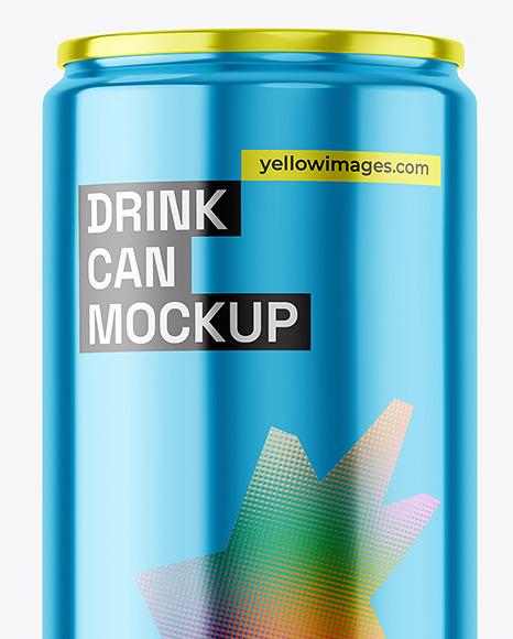 250ml Glossy Metallic Drink Can Mockup