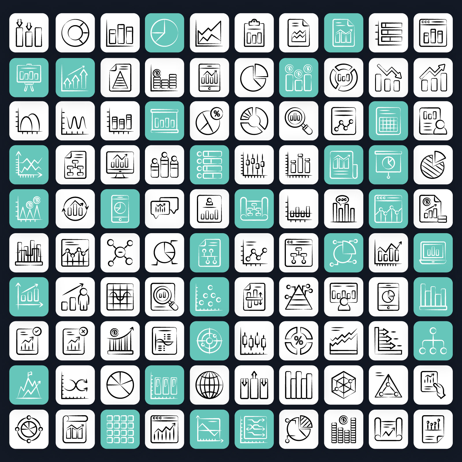 Graph and Charts Doodle Icons