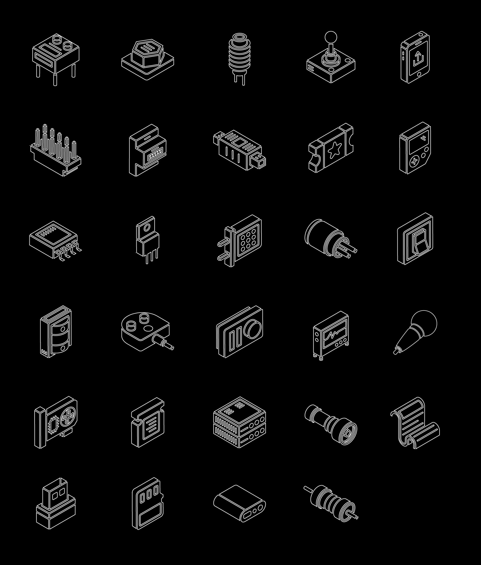 Multimedia and Appliances Glyph Isometric Icons