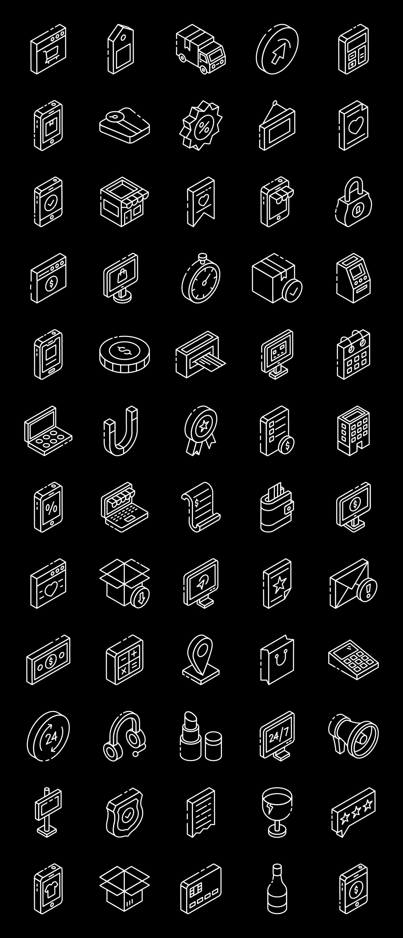 Ecommerce Glyph Isometric Icons Pack