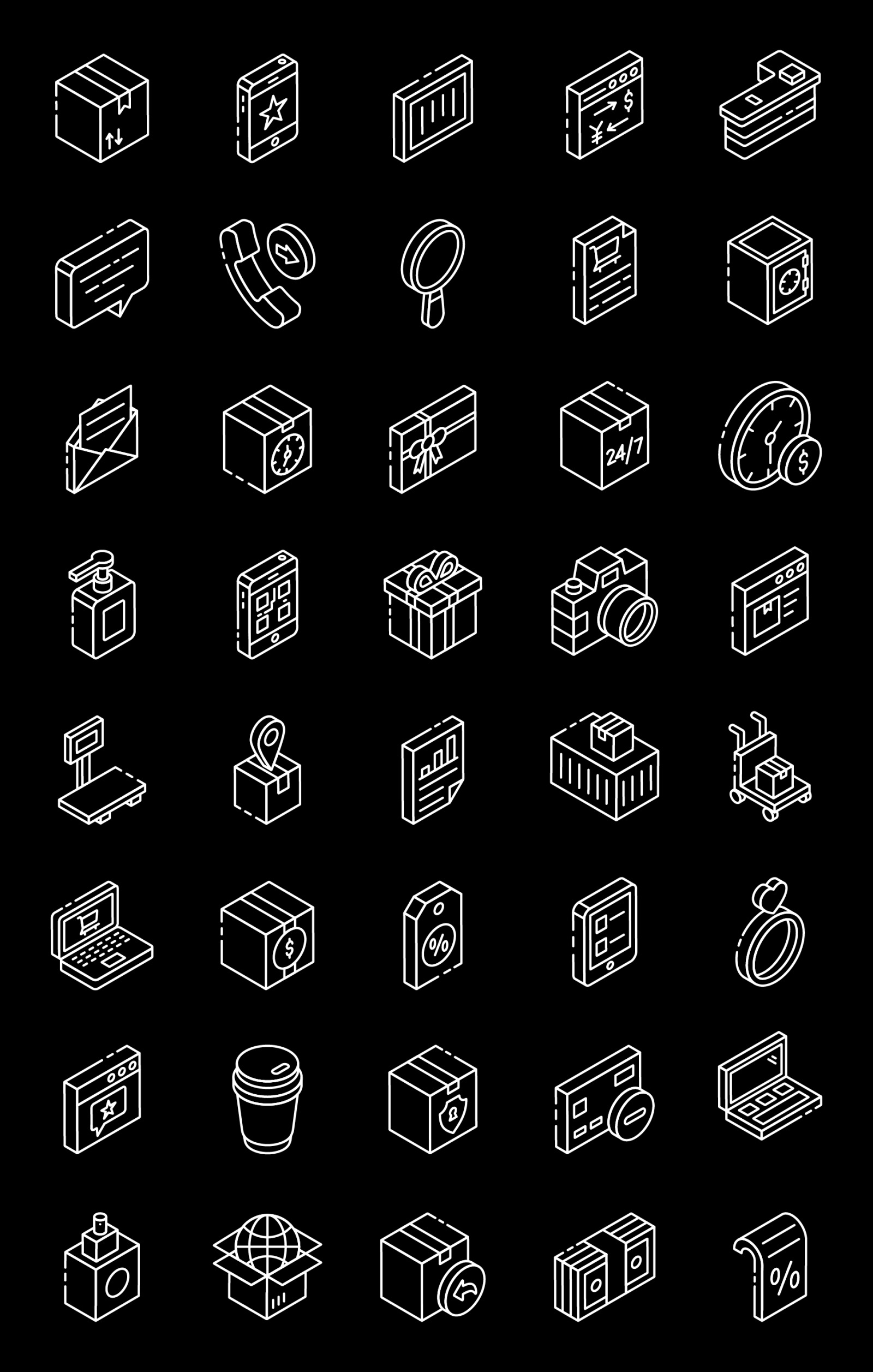 Ecommerce Glyph Isometric Icons Pack