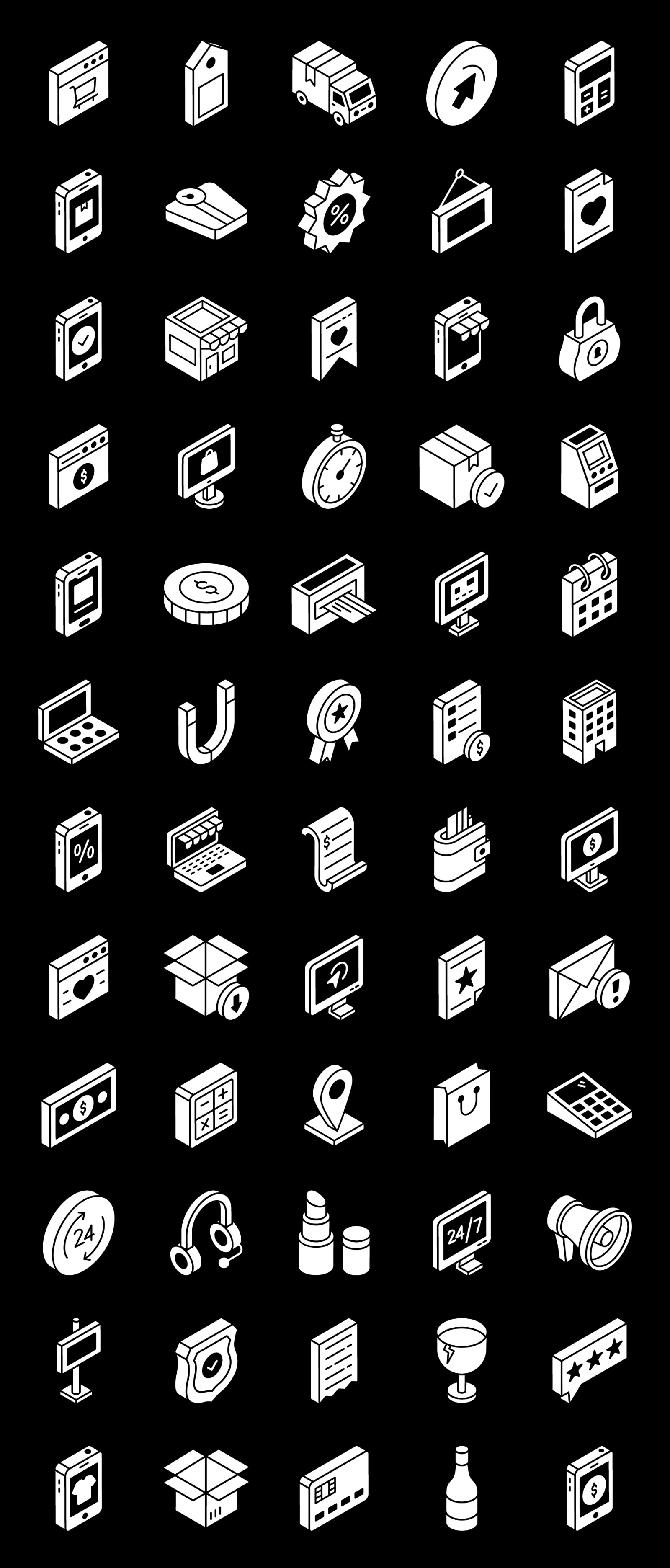 Ecommerce Glyph Isometric Icons Pack