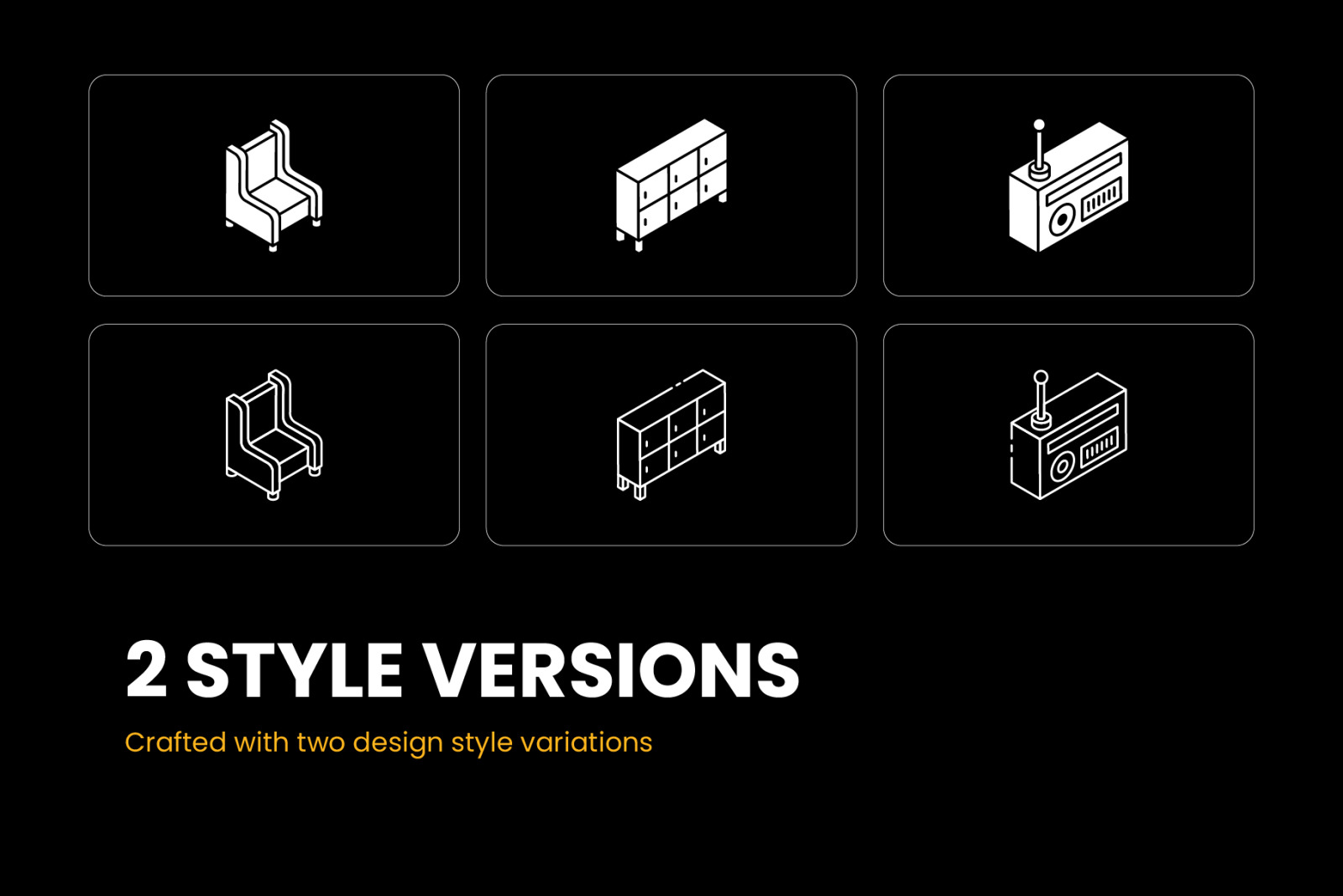 Furniture Glyph Isometric Icons Pack