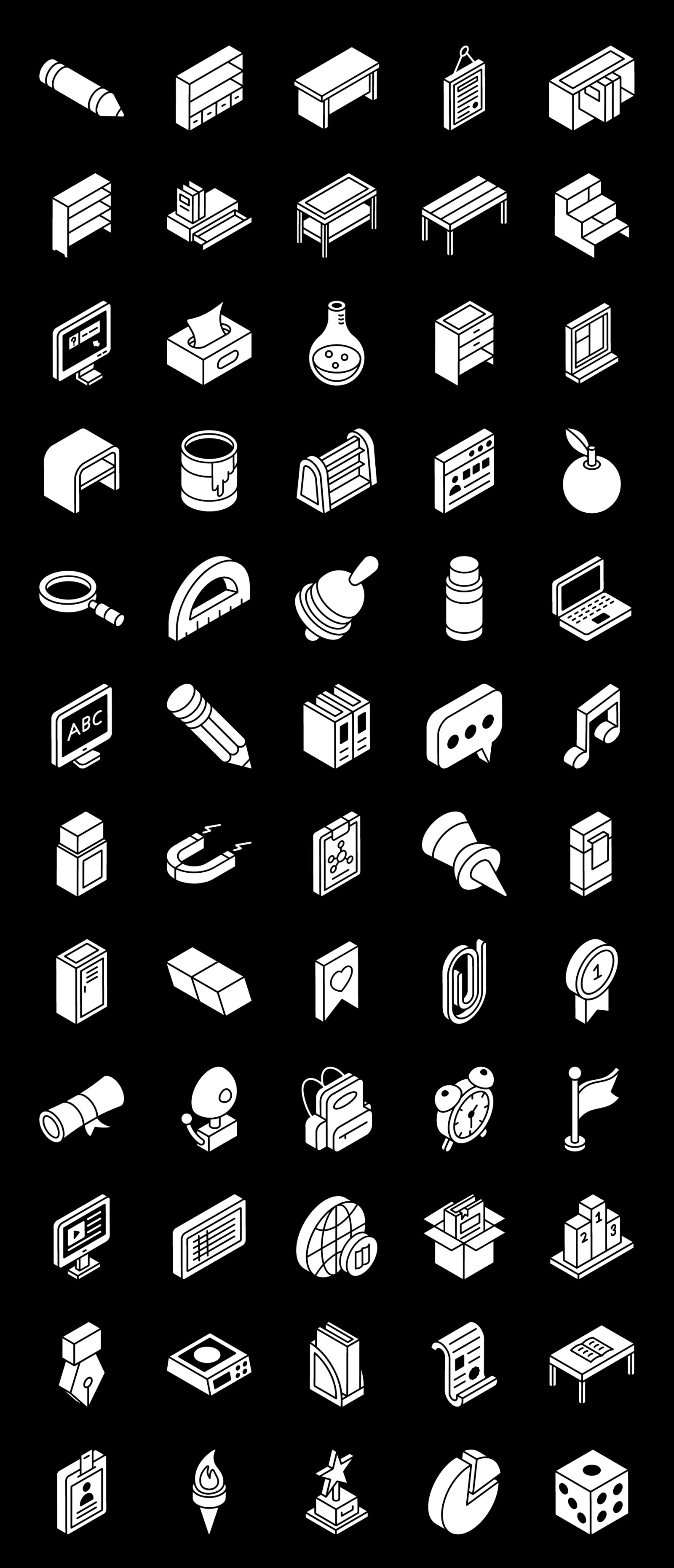 Online Education Glyph Isometric Icons