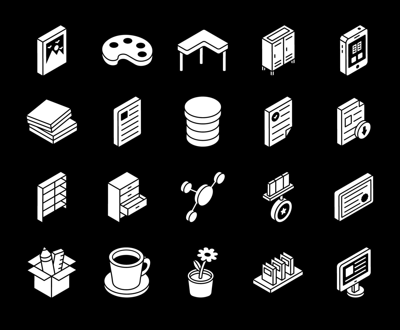 Online Education Glyph Isometric Icons