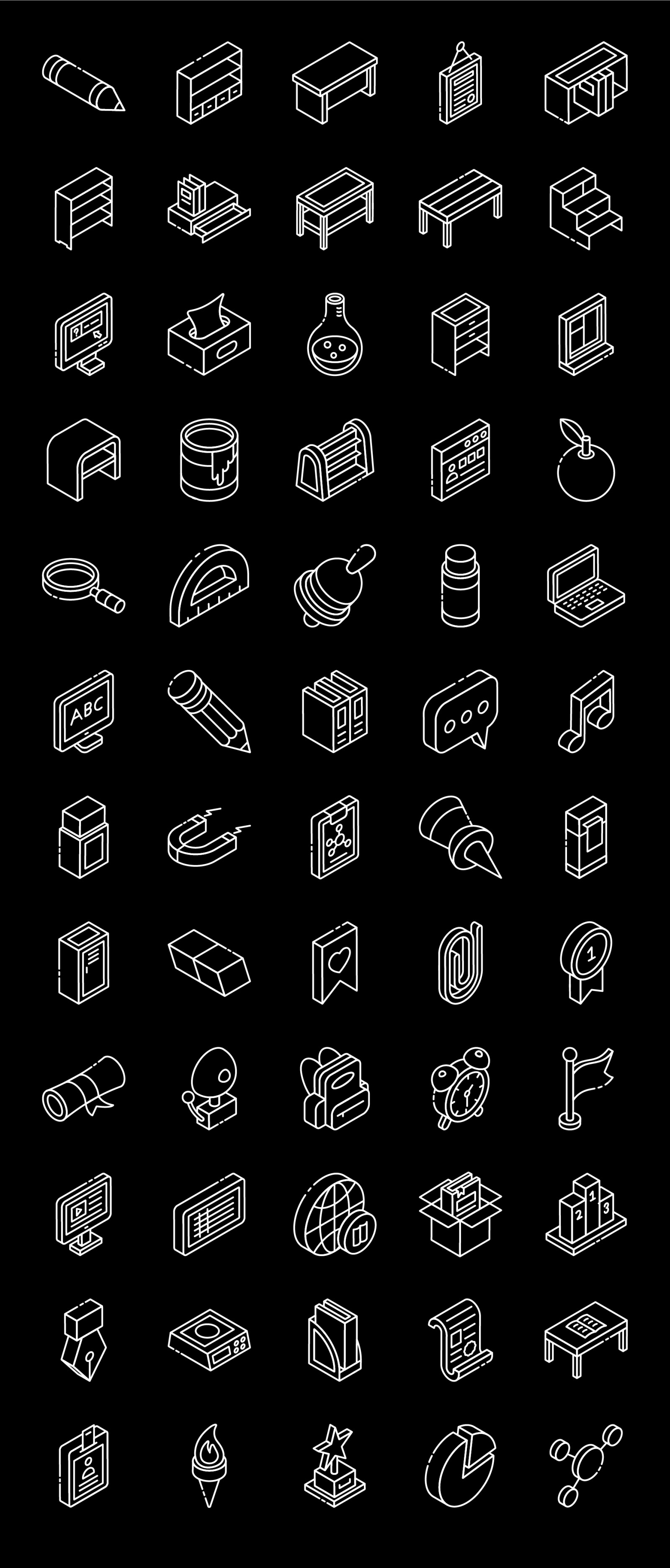 Online Education Glyph Isometric Icons Online Education Glyph Isometric Icons