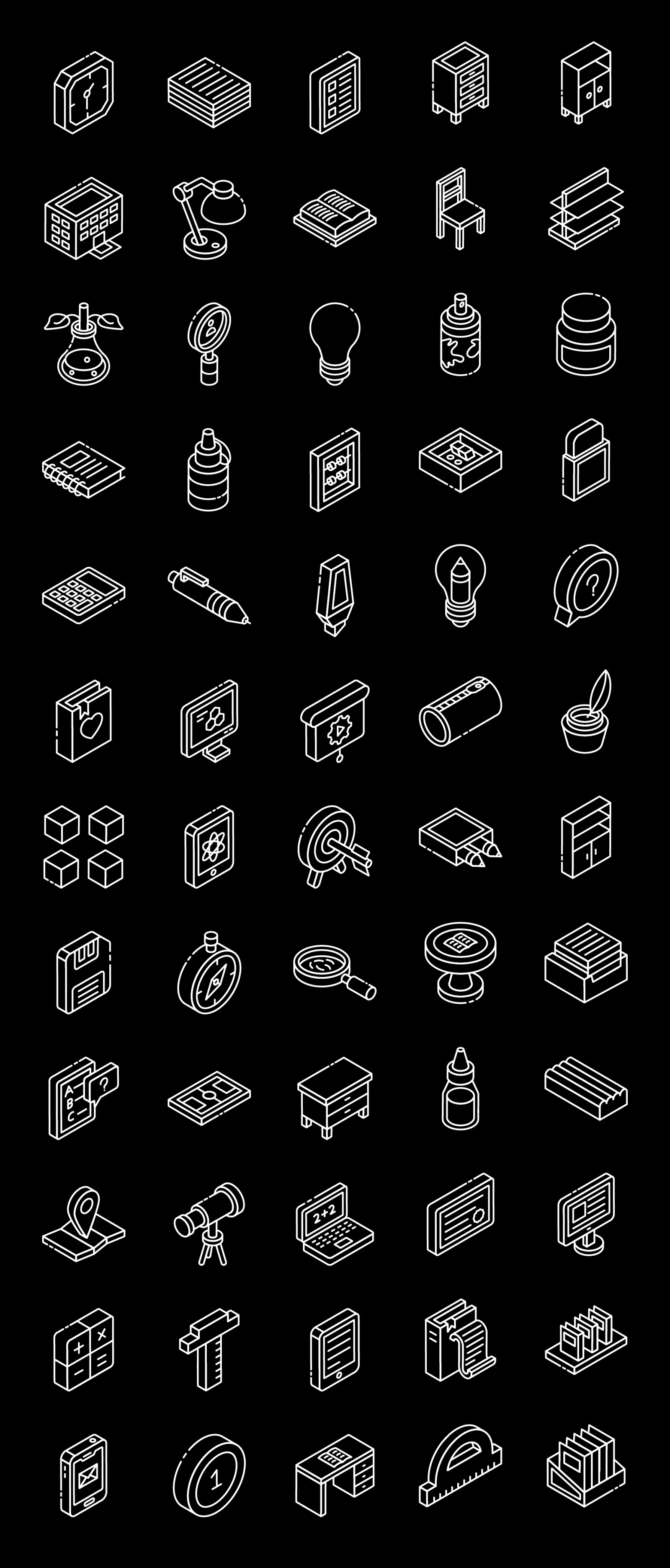 Online Education Glyph Isometric Icons