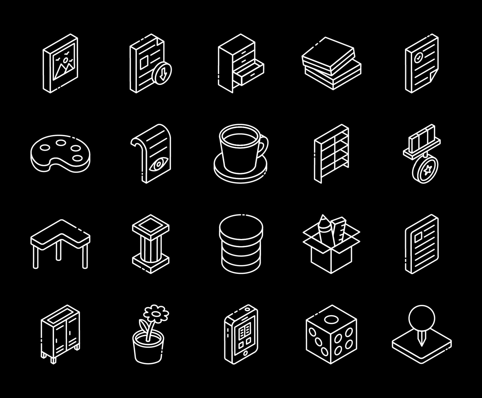 Online Education Glyph Isometric Icons