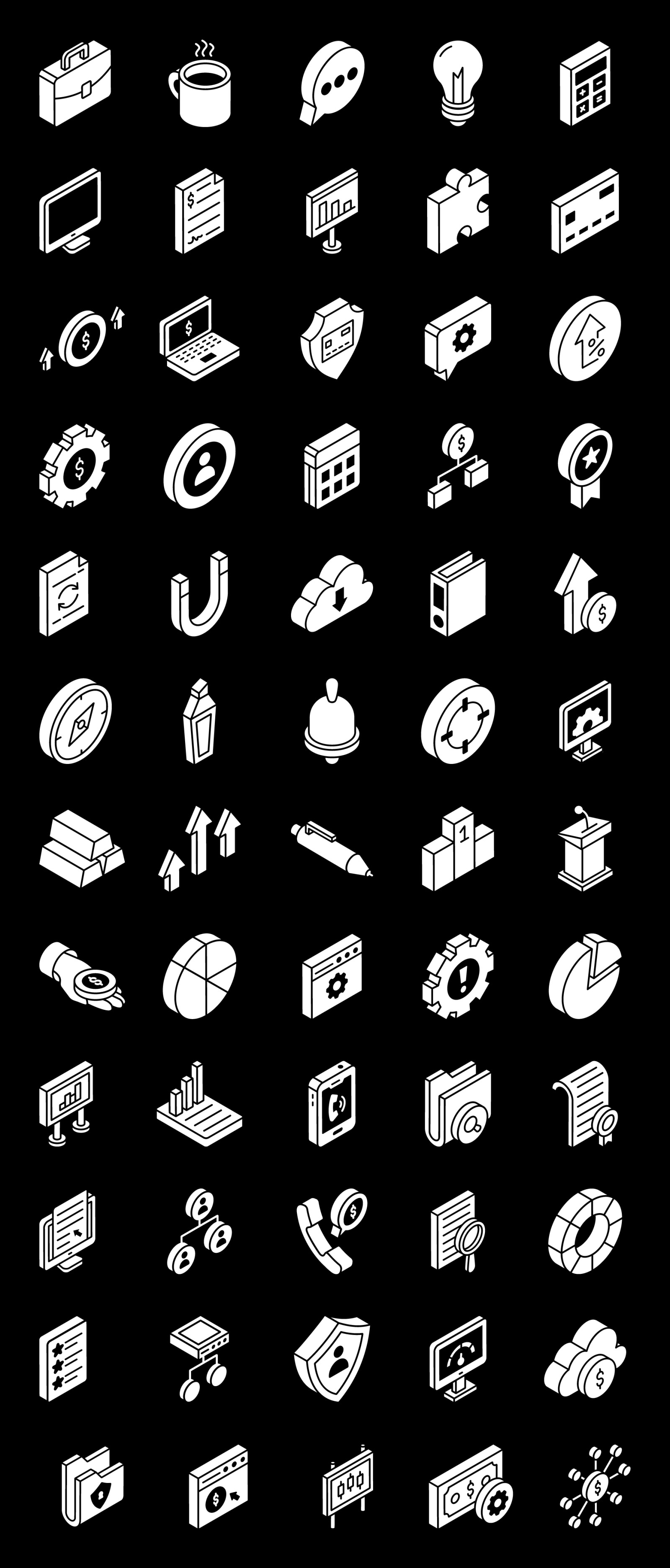 Business and Management Glyph Isometric Icons