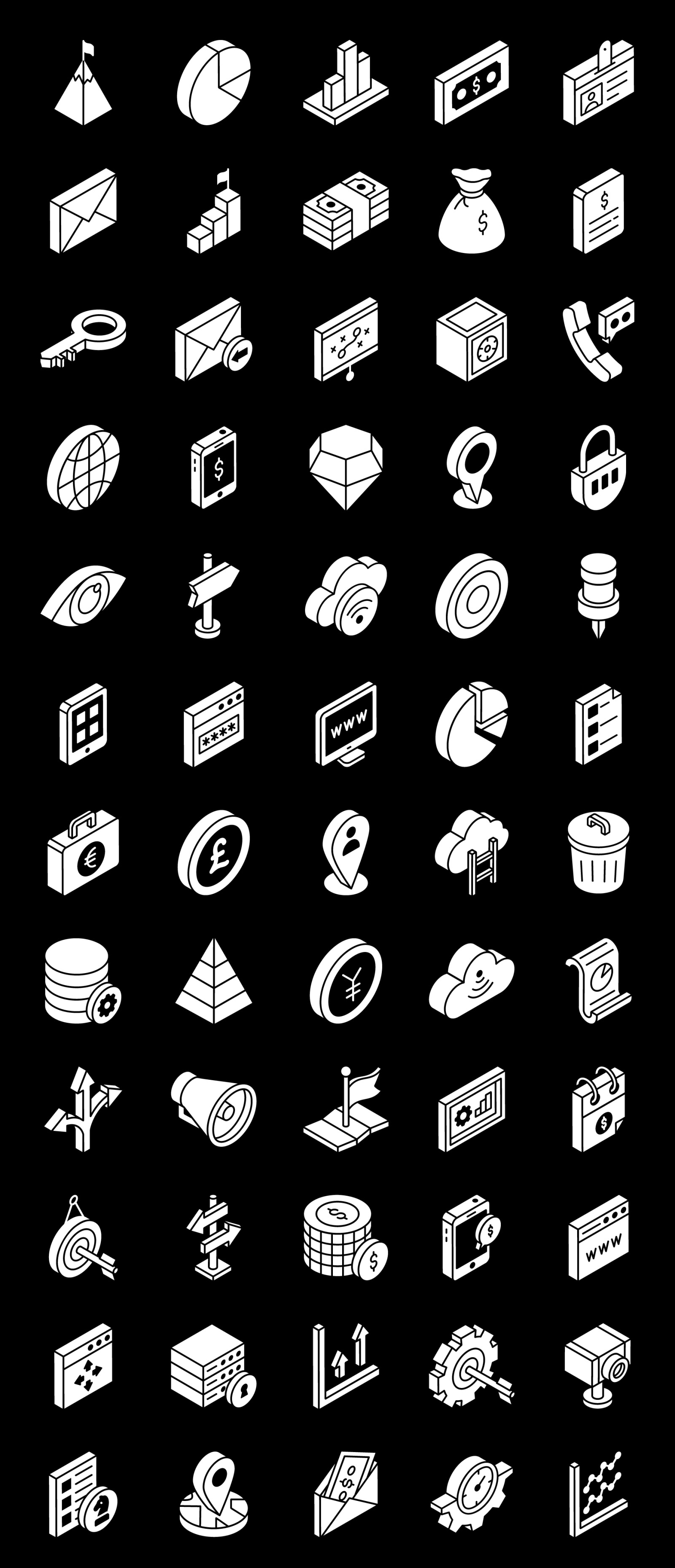 Business and Management Glyph Isometric Icons Business and Management Glyph Isometric Icons