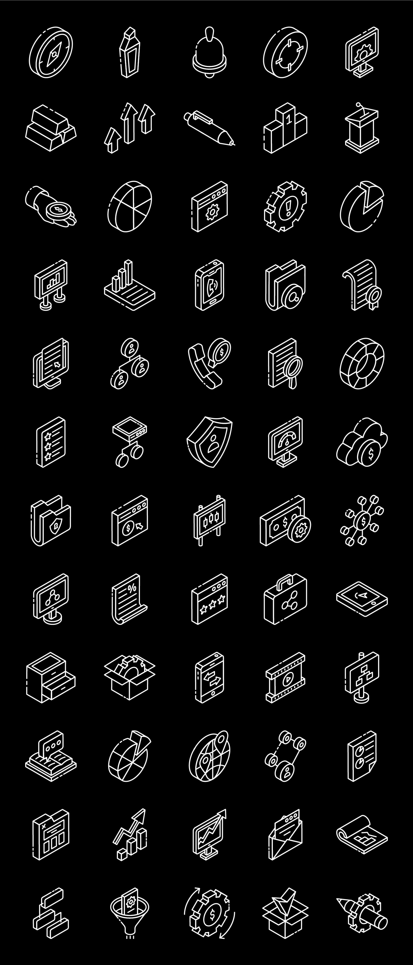 Business and Management Glyph Isometric Icons