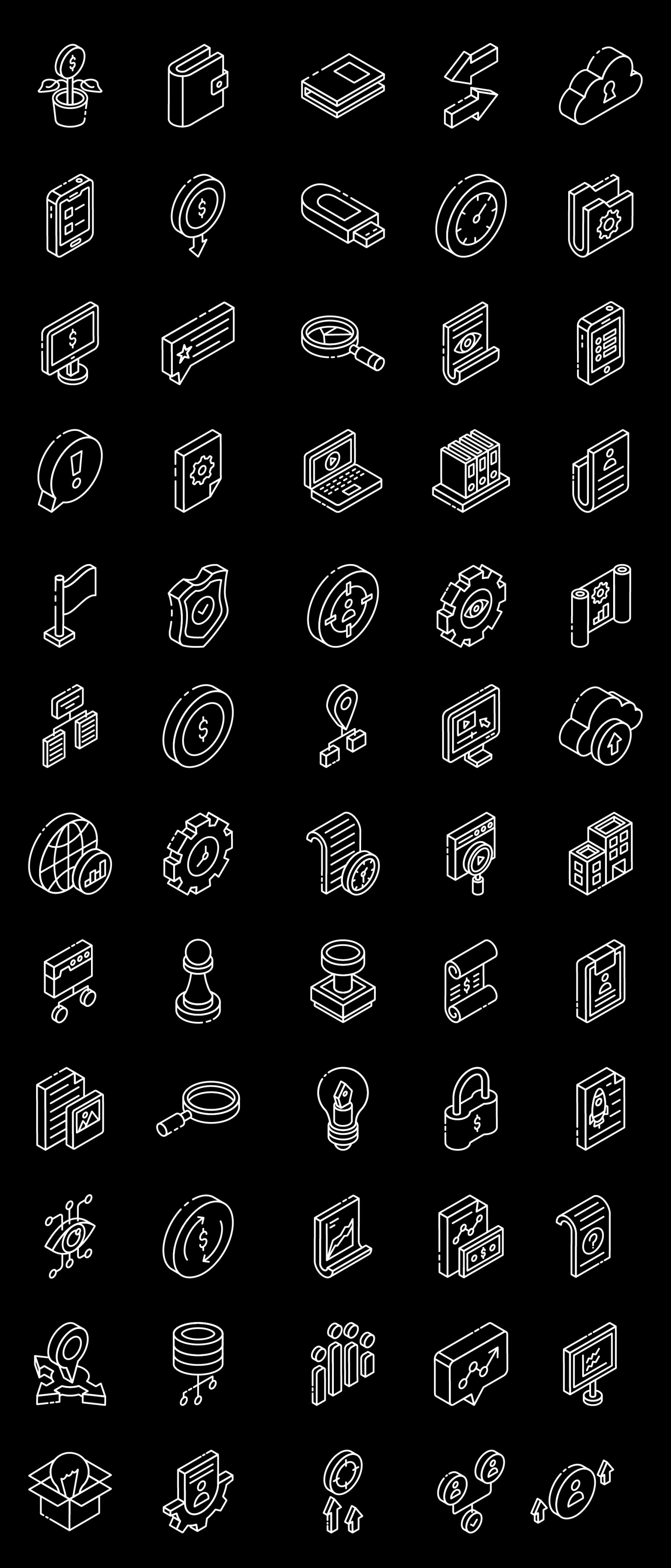 Business and Management Glyph Isometric Icons Business and Management Glyph Isometric Icons