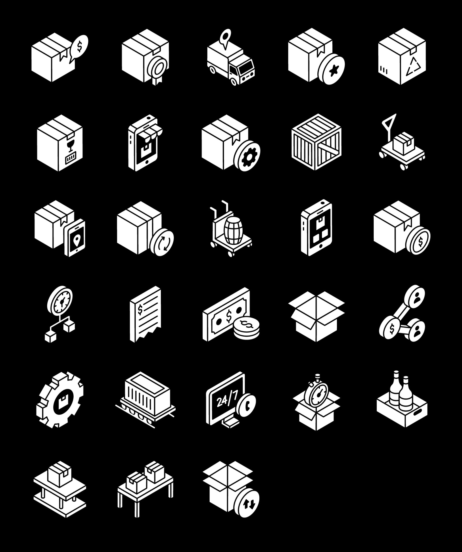 Logistic Glyph Isometric Icons Pack