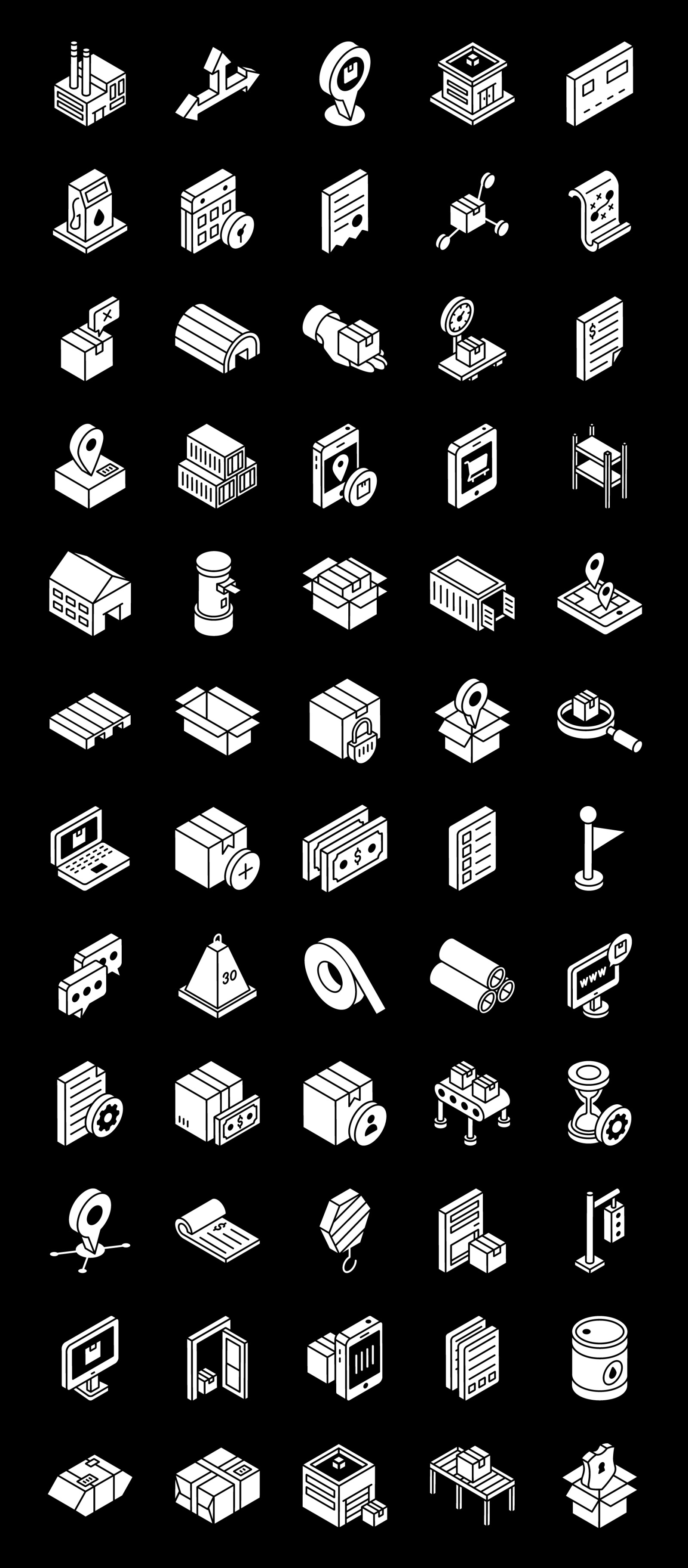 Logistic Glyph Isometric Icons Pack