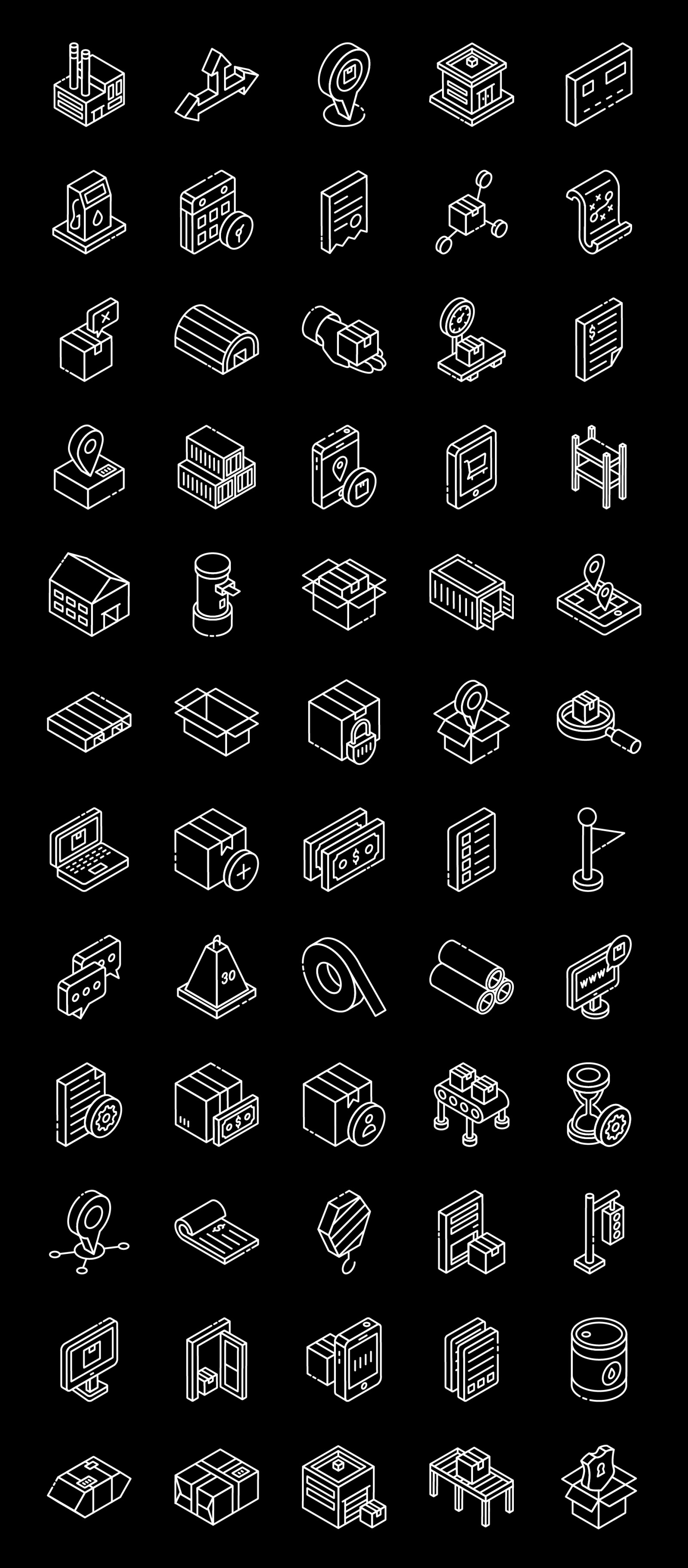 Logistic Glyph Isometric Icons Pack